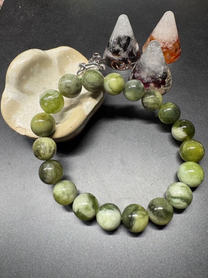 天然石 パワーストーン　ブレスレット　サーペンティン　グリーン 3011