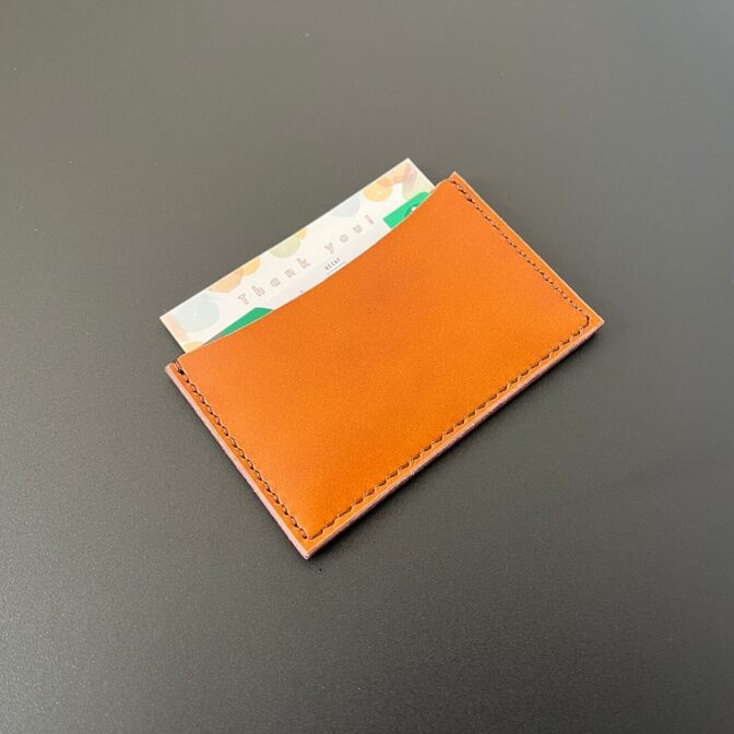 本革カードケース　名刺ケース｜手縫い×姫路レザー　　キャメル