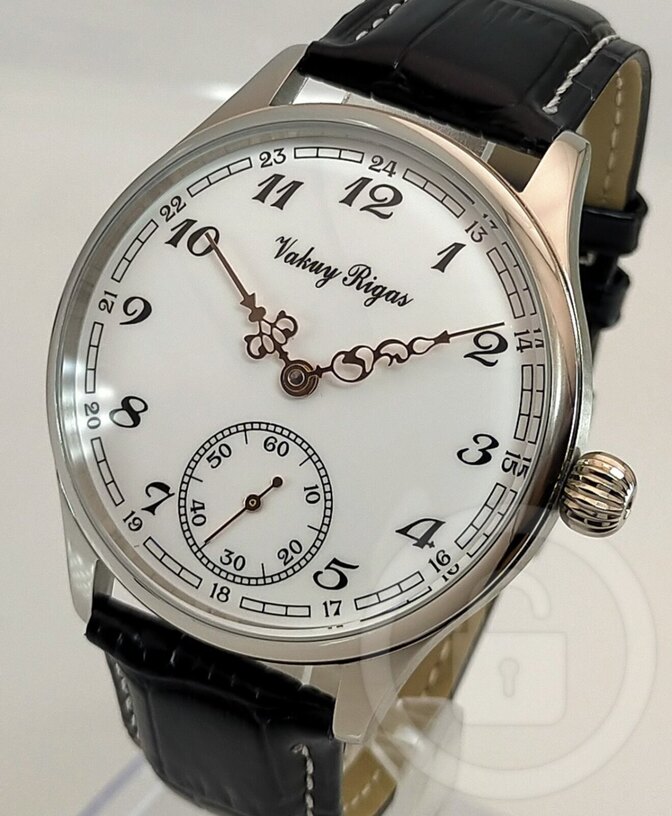 生粋のドレスウォッチ/ラージケース×ローズゴールドビッグニードル針【シーガル手巻き/新品】裏スケ ①