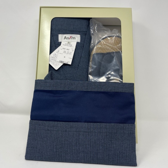 As’m（アズム）甚平 メンズ Lサイズ 下駄付きセット（新品・箱入り）ギフト