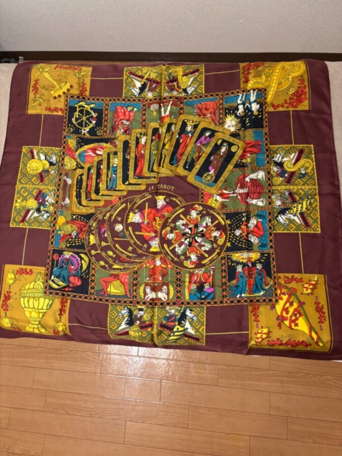 HERMÈS カレ90 LE TAROT ル・タロ タロット ボルドー系　廃盤品