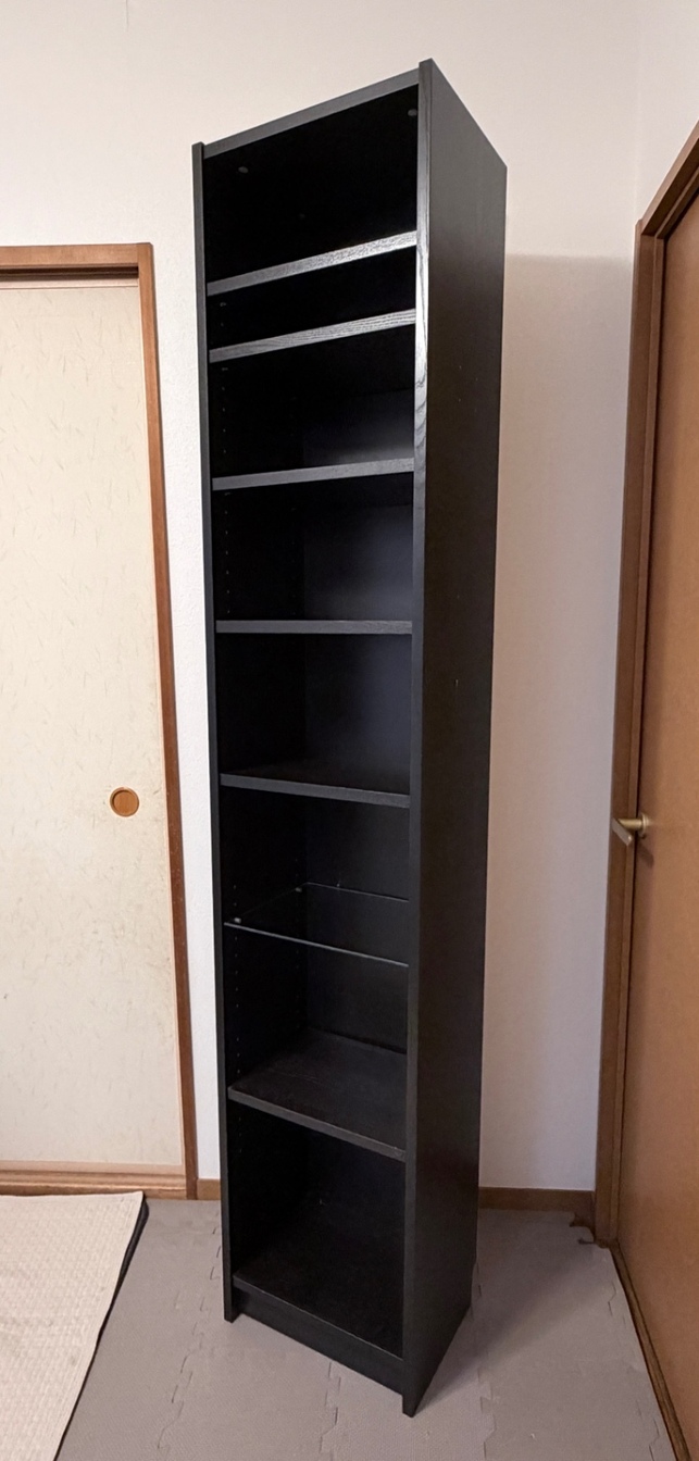 IKEA BILLY ビリー 本棚 ブラック 8段｜ガラス棚板1枚付｜引き取り