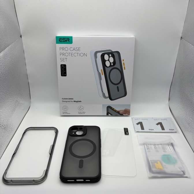 ESR iPhone15用 MagSafe対応 耐衝撃ケース＋ガラスフィルムセット 米軍MIL規格