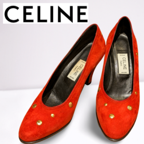 【CELINE スエードパンプス 美品】※箱付き 中ヒール