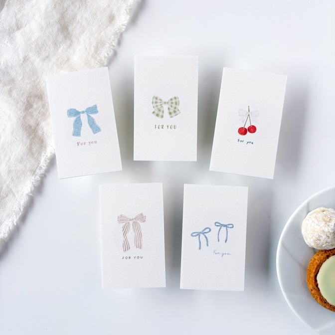 リボンのミニメッセージカード＊５種類・15枚セット＊