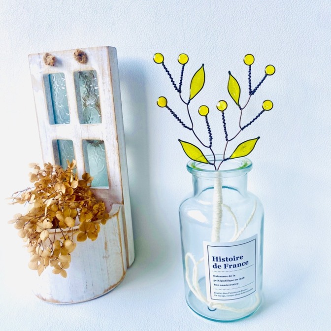 光をまとうミモザのミニスワッグ＊一輪挿しサイズ＊