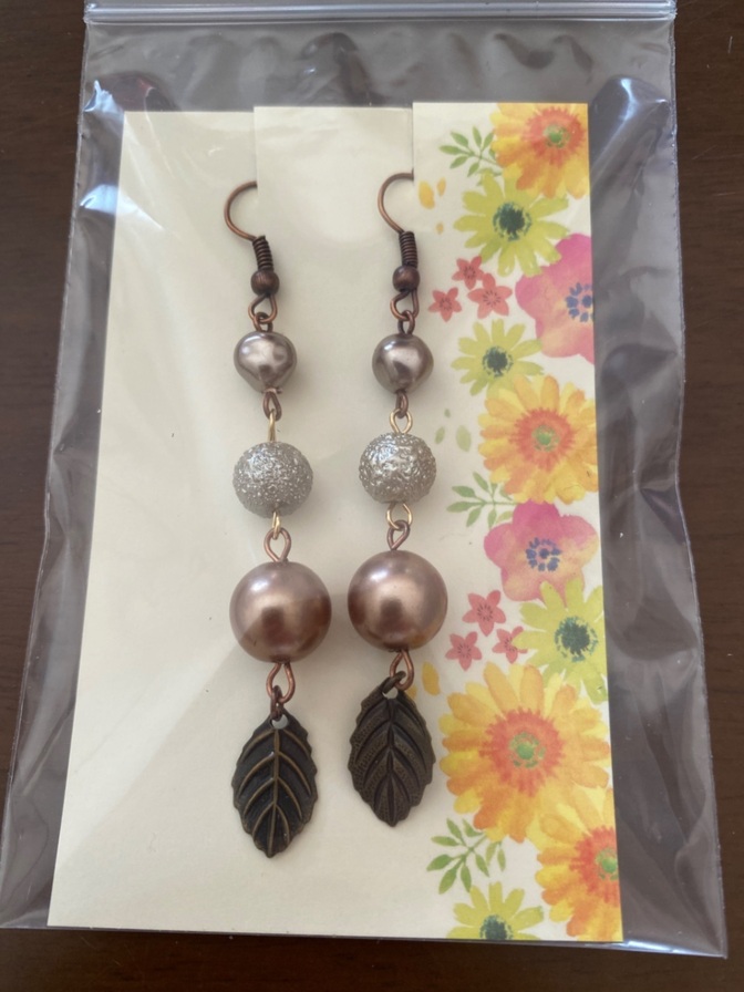 ★パールピアス ブラウンゴールド 韓国 パーティ フォーマル 結婚式 カジュアルにも