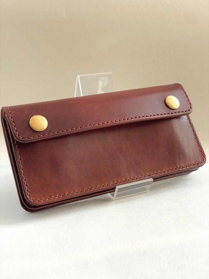 ロングトラッカーウォレット｜三層タイプ｜本革（牛革）ヌメ革 ×手縫い ×真鍮金具