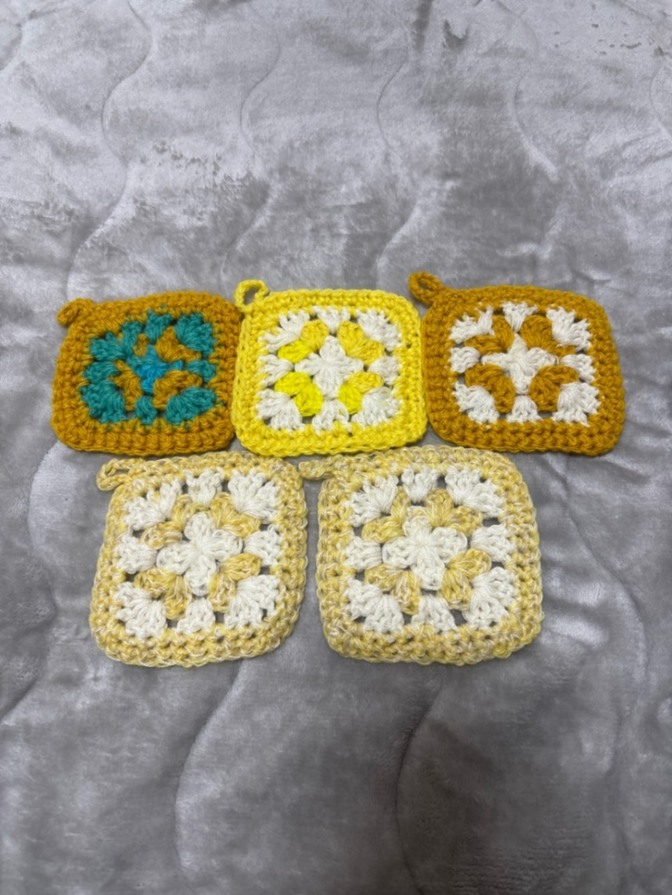 【ハンドメイド】エコたわし キッチン雑貨 水回り 掃除グッズ イエロー ブラックミックス10枚