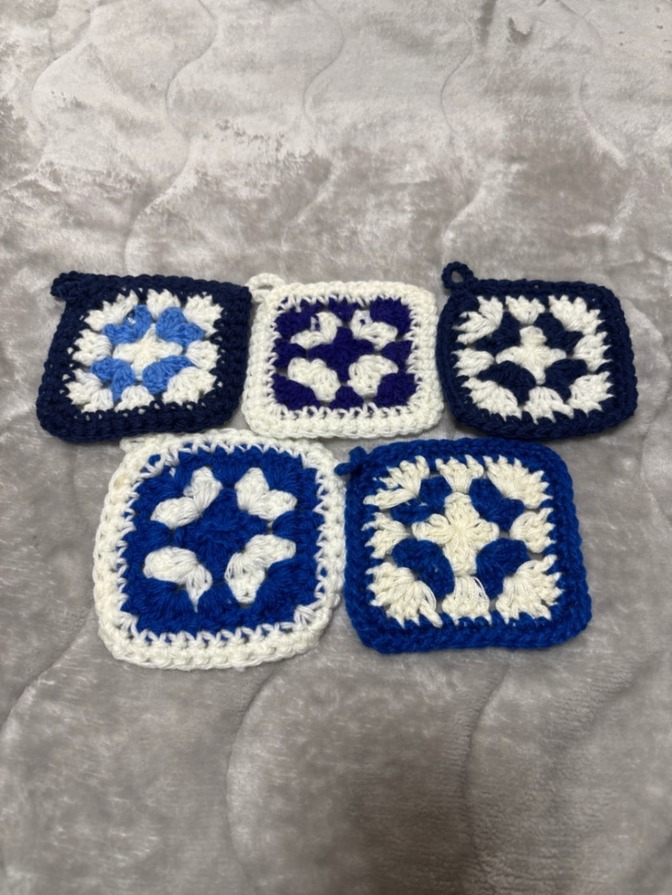 【ハンドメイド】エコたわし キッチン雑貨 水回り 掃除グッズ ブルー パープル ミックス10枚