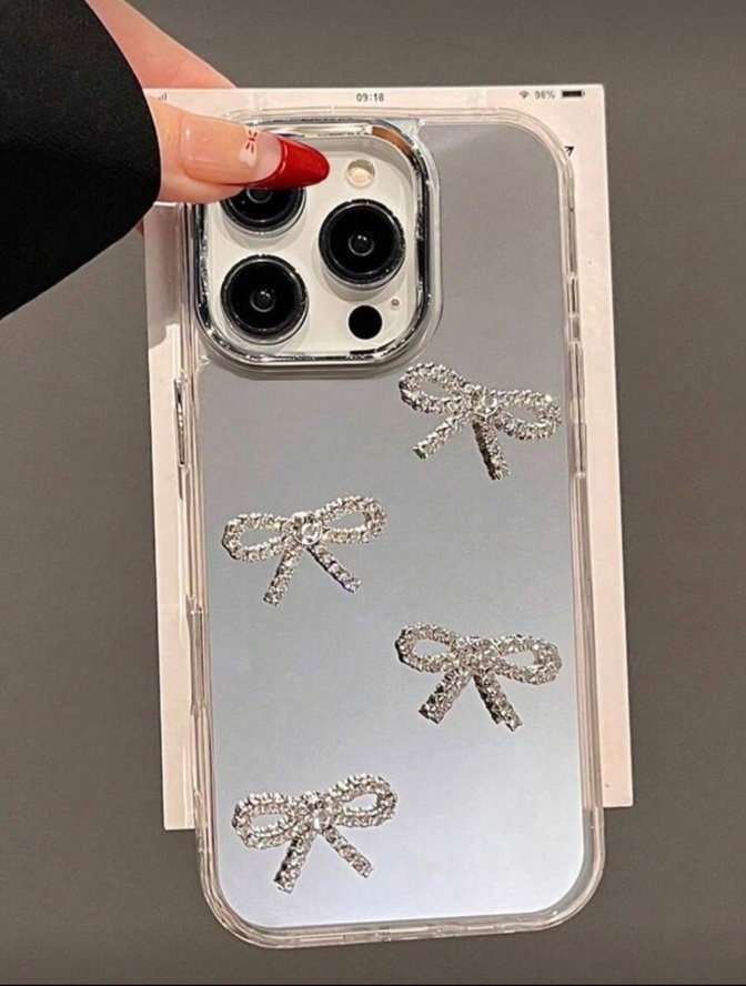 【スマホケース】iPhone17専用 ミラーケース/リボン