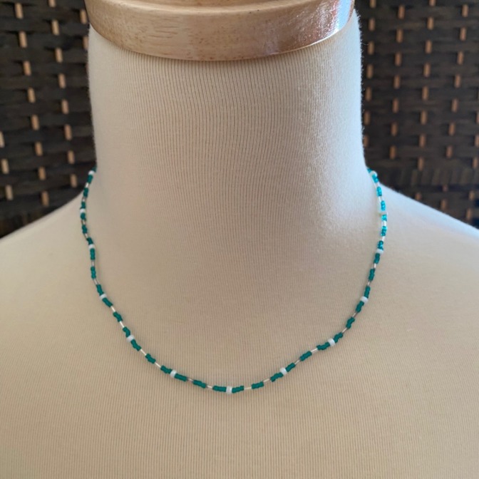 ★2way!キラキラ爽やか♪スリーカットビーズのネックレス