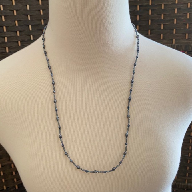 ★モノトーン キラキラチェコビーズ2wayネックレス