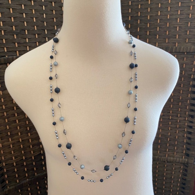 ★パールビーズネックレス２連セット　3way ハンドメイド　オリジナル