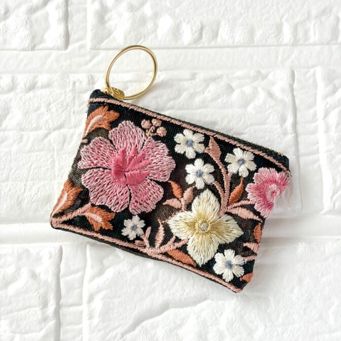 インド刺繍リボン🎀8cmファスナーポーチ⑤