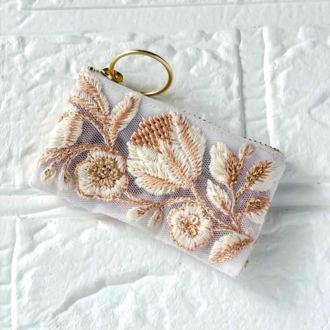 インド刺繍リボン🎀8cmファスナーポーチ⑥