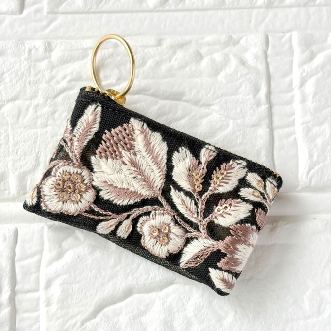 インド刺繍リボン🎀8cmファスナーポーチ⑧