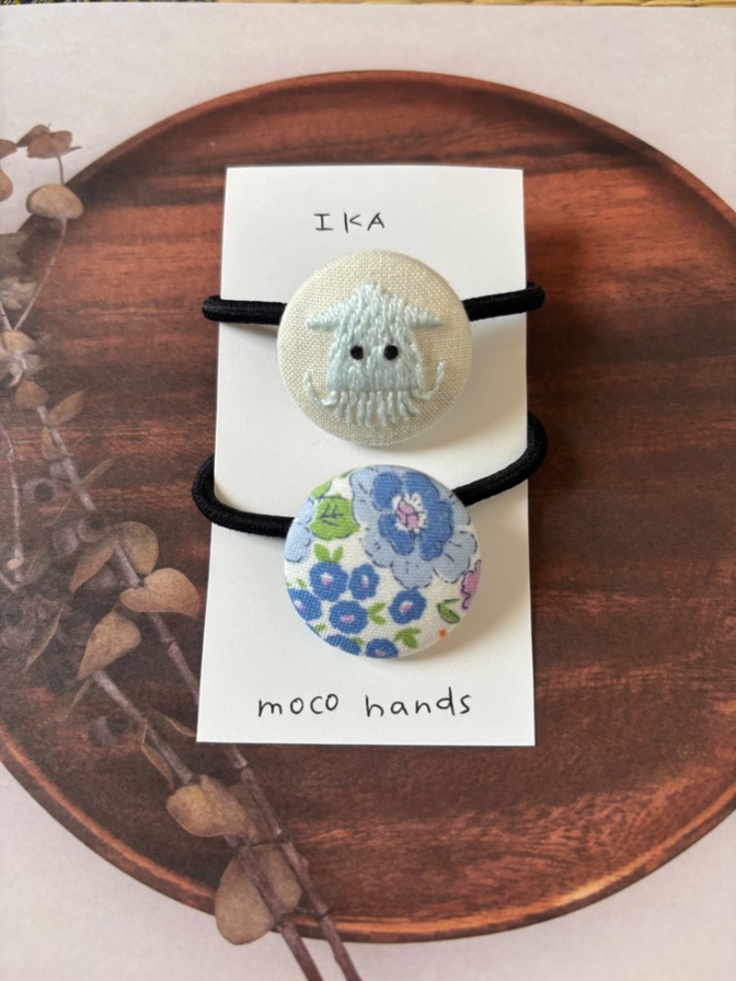 イカとお花のヘアゴム