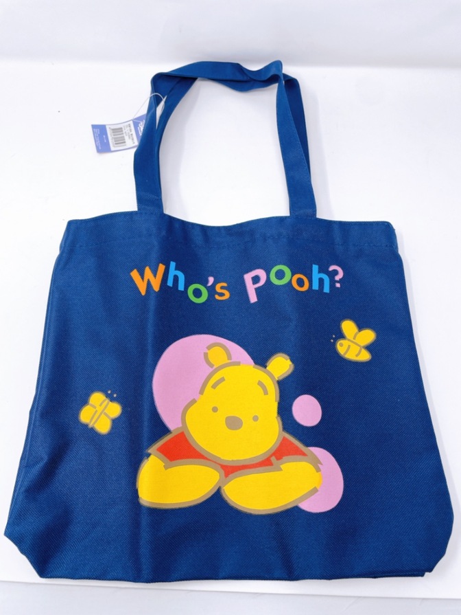 【新品】くまのプーさん トートバッグ 裏地付き A4可 サブバッグ　ネイビー