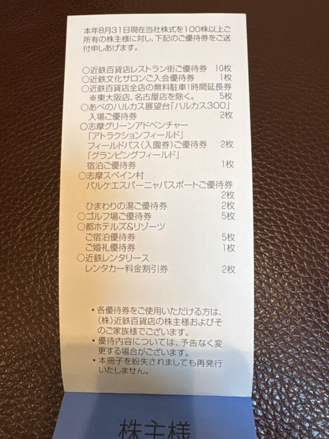近鉄百貨店株主優待