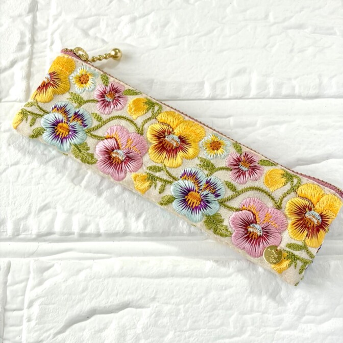 インド刺繍リボン🎀16cmファスナーポーチ23