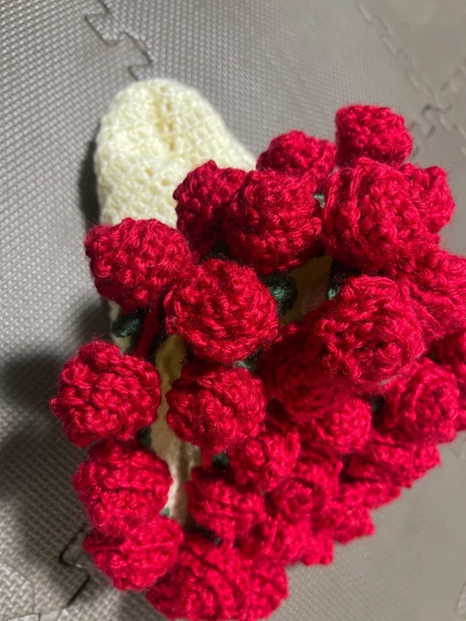 【話題沸騰】花束ブランケット ホワイト×レッド