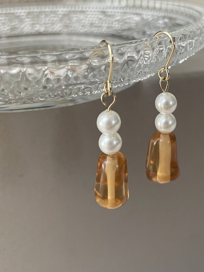 パール×アクリルビーズピアス