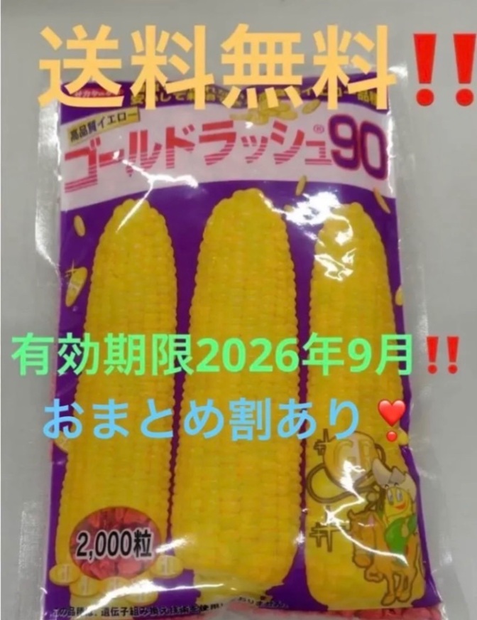 ゴールドラッシュ90 とうもろこし種子 2000粒　おまとめ割　農家　大量　サカタのタネ