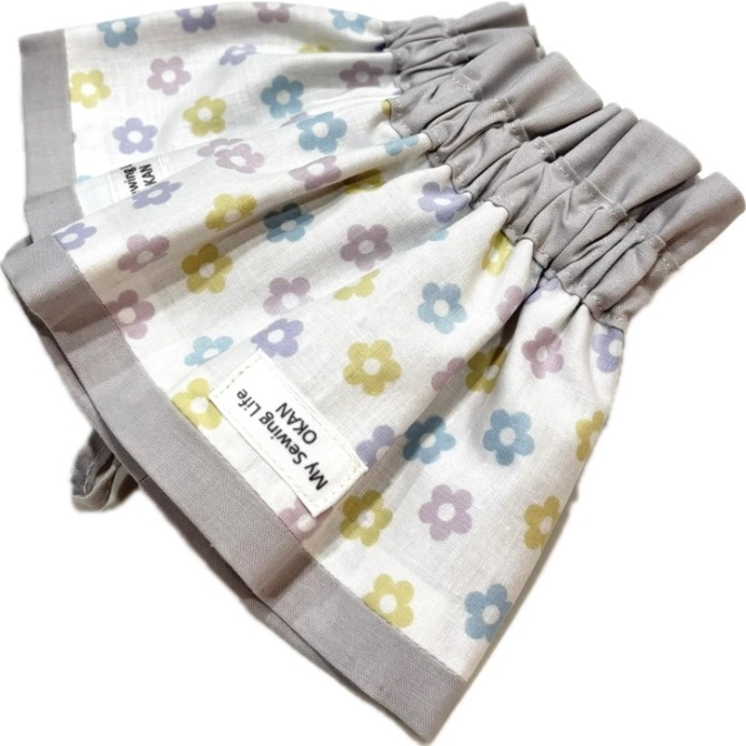 ［My Sewing Life OKAN］ハンドメイド アームカバー リバーシブル 花/グレー