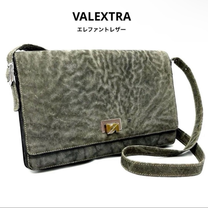 【リベ特別価格✨️】Valextra ヴァレクストラ エレファントレザー 斜め掛け ショルダーバッグ