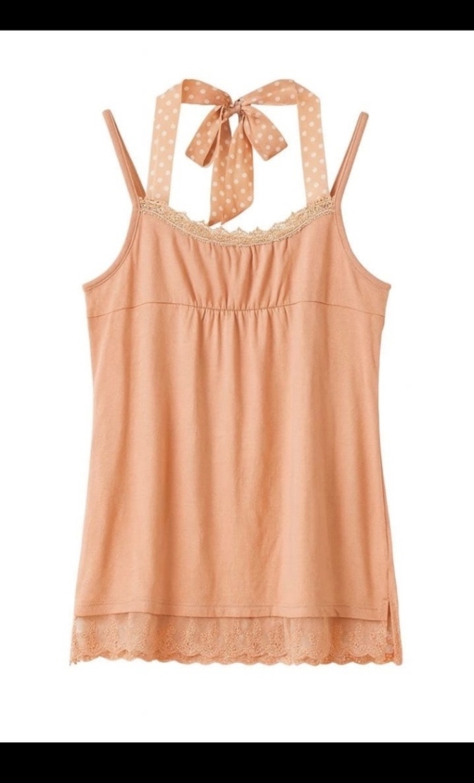 grove グローブ キャミソール レース ドットリボン サイズL オレンジ系