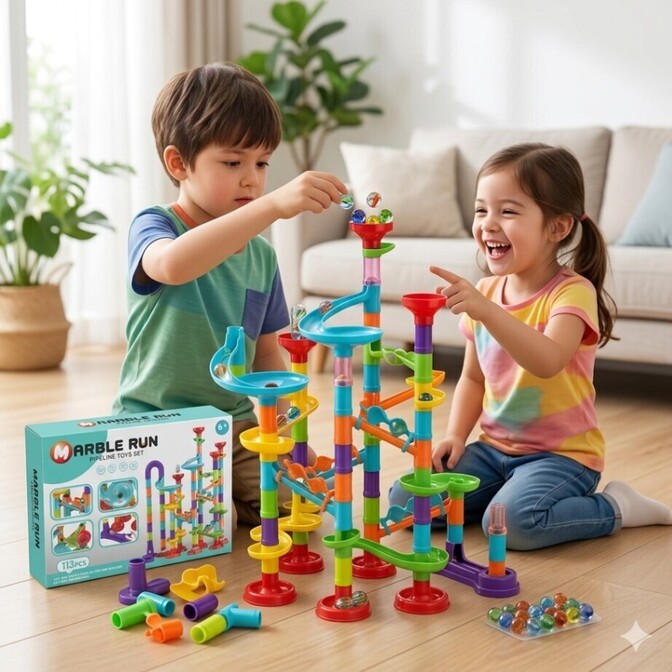 マーブルラン 知育玩具 80ピース（玉1個含む）説明書付き