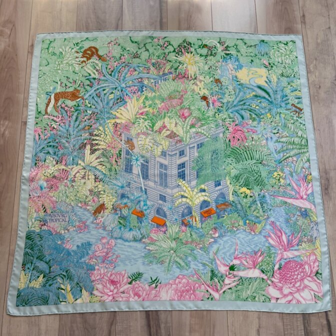 エルメス カレ90 シルクスカーフ Jungle Love系 箱付き 美品