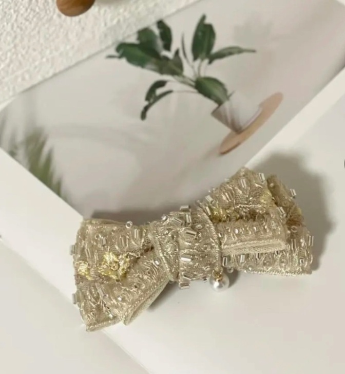 インド刺繍リボン ダブルリボンヘアクリップ