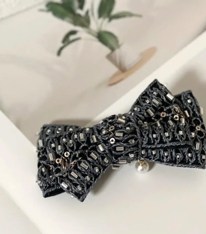 インド刺繍リボン ダブルリボンヘアクリップ