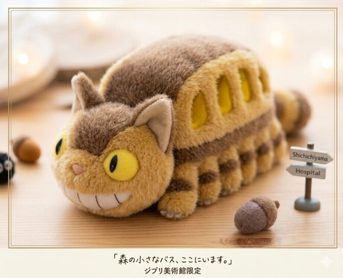 美品 ジブリ館限定 猫バスぬいぐるみ 約24cm