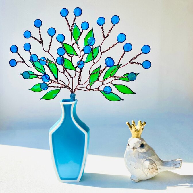 空色フラワーのワイヤークラフトスワッグ