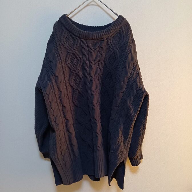 THE SHOP TK ザ ショップ ティーケー ケーブルニット セーター L 濃紺