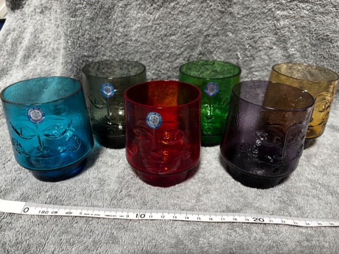 佐々木ガラス 顔のレリーフグラス 6客セット
