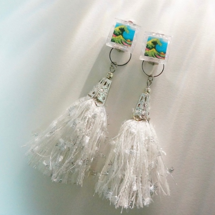 ハンドメイド】浮世絵×タッセル 2wayイヤリング｜リベシティフリー