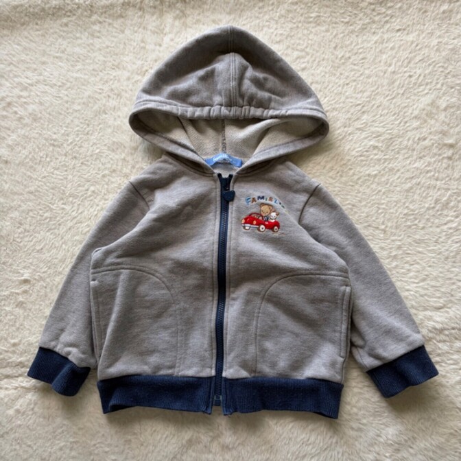 familiarファミリア自動車刺繍フルジップスウェットパーカーフーディー