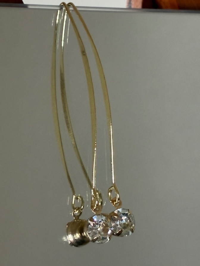 ハンドメイド　【シンプルストーン フープピアス】
