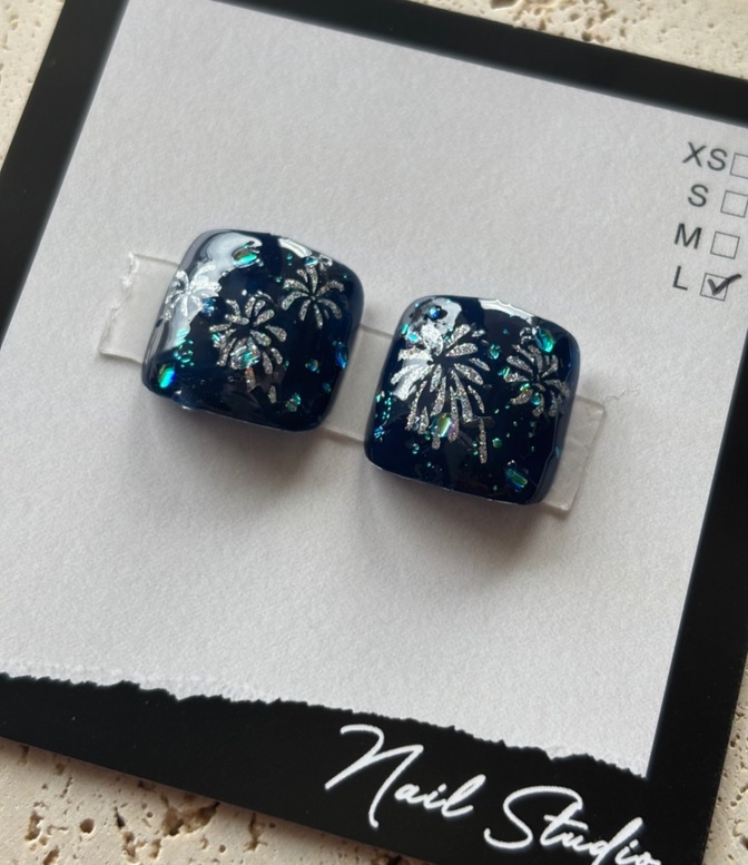 【ハンドメイド】フットネイルL 〜花火〜