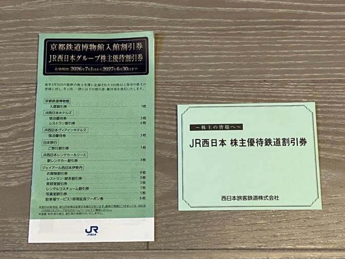 JR西日本　株主優待鉄道割引券