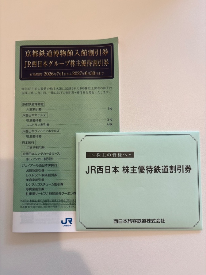 JR西日本　株主優待券