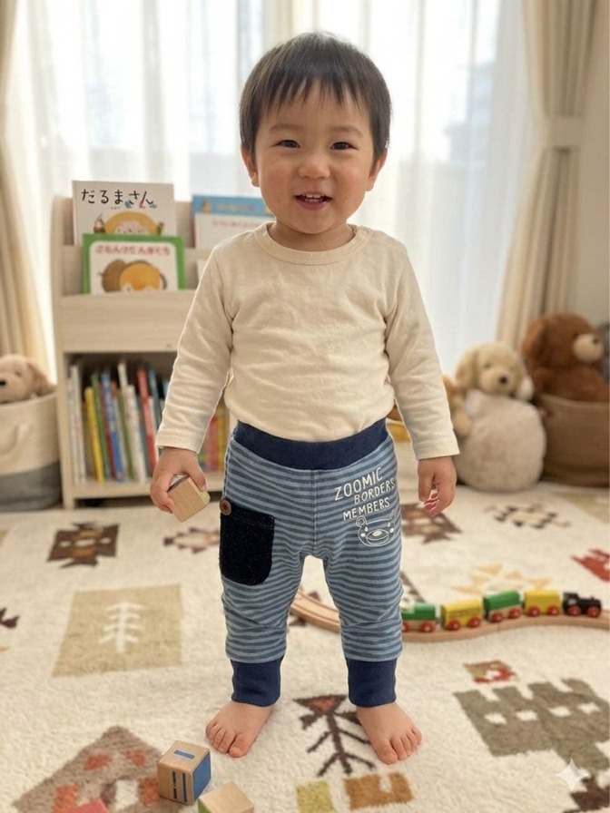 ZOOMIC ズーミック ボーダーパンツ 80 ネイビー 男の子