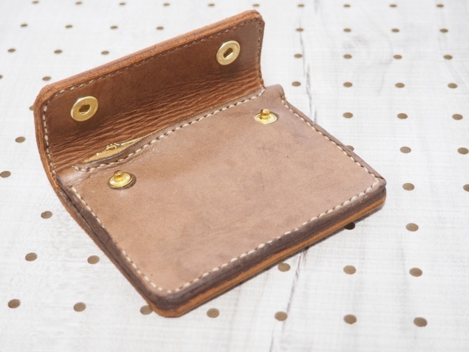 【ハンドメイド 】ミニ財布 ブラウン　本革