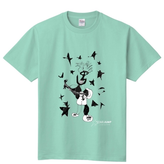 ギターマン Tシャツ（アイスグリーン）150cm｜artwork by AKASHI