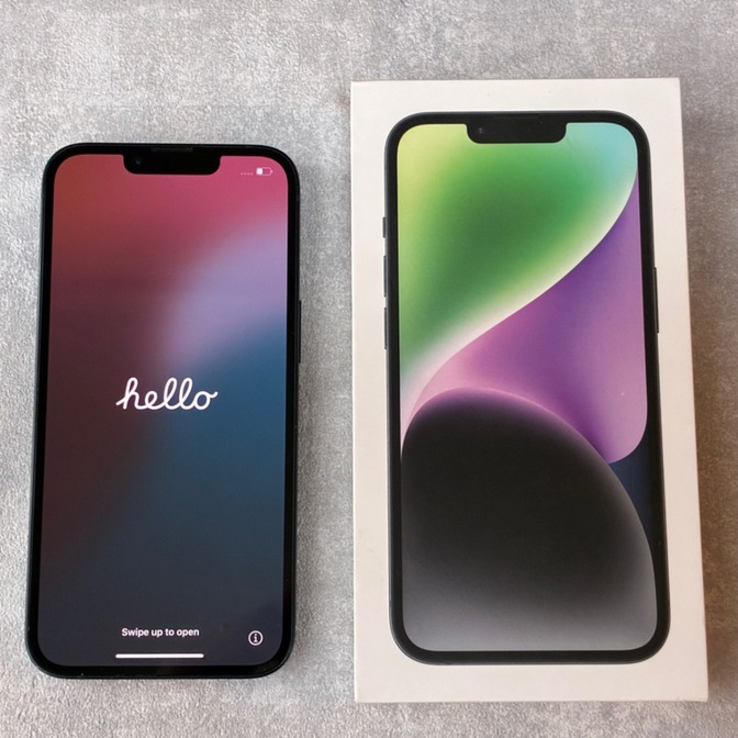 iPhone14 128GB ミッドナイト SIMフリー 箱付 ガラスフィルム付