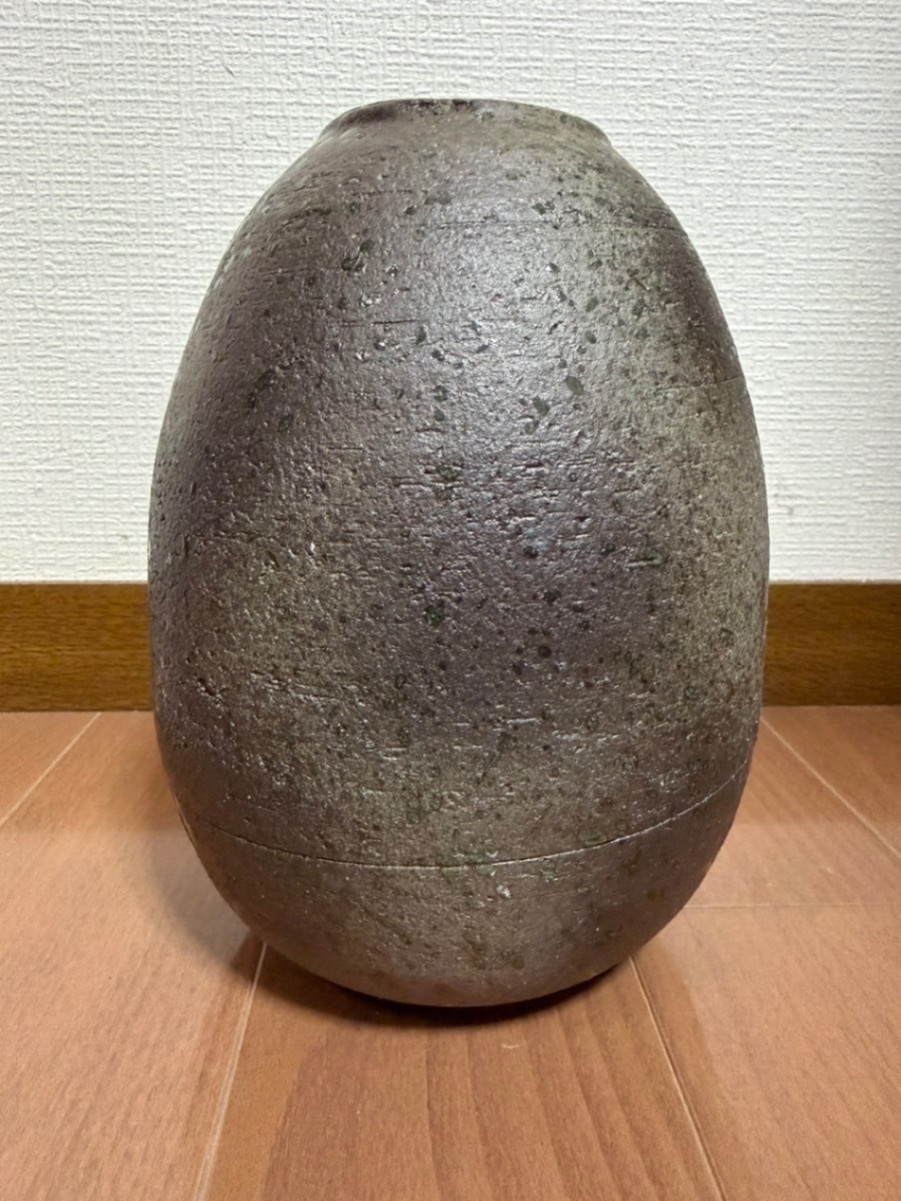 熊本地震全額寄付】【手づくり】信楽焼 文山窯 花瓶 ビードロ流し 伝統